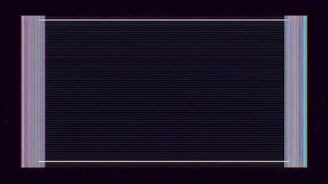 Glitchy horizontal line decorative border frame for copy space on dark canvas seamless loop hand drawn digital animation