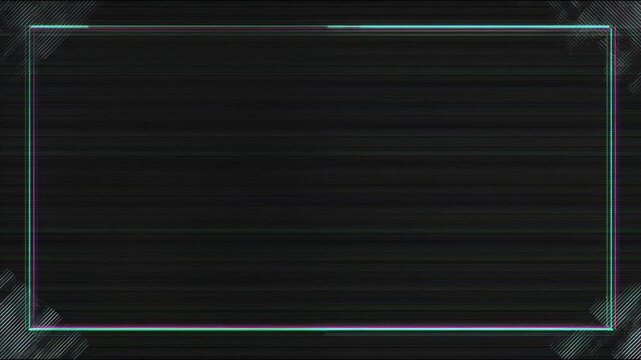 Neon glitch rectangle decorative border frame copy space text overlay seamless loop digital hand drawn stop motion animation for title presentation