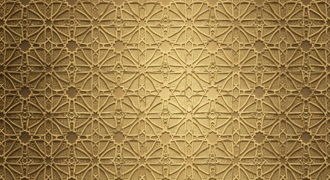 Intricate gold geometric pattern with repeating shapes and designs