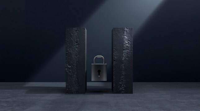 Secure Server Rack with Padlock Symbolizing Data Protection and Cybersecurity.