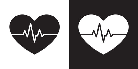 Obraz premium Minimalist Heartbeat EKG Medical Icon - Modern Hospital Ecg Pulse Line Graphic, Simple Cardiovascular Lifeline Diagnostics Emblem, and Doctor Health Monitoring Screen Vector