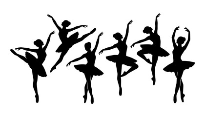 Fototapeta premium Ballet dancers performing leaps and arabesques on a studio background