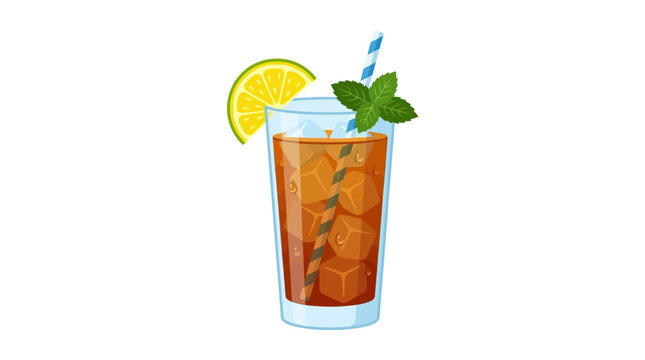 Refreshing summer drink, iced tea with lemon and mint, cold beverage, thirst quencher