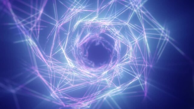 Purple and blue wireframe network ring with glowing connected lines