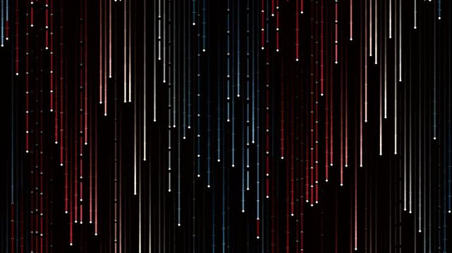 Abstract Digital Data Rain Falling on Black Background.