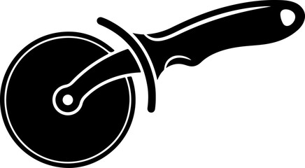 Naklejka premium Pizza cutter kitchen tool, black silhouette vector illustration
