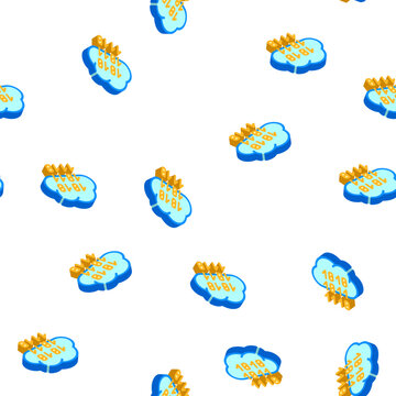 programming binary code cloud storage isometric seamless pattern. programming binary code cloud storage sign illustration