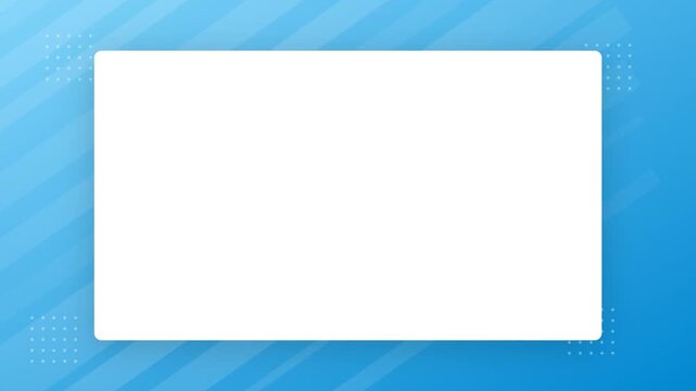 Blank white presentation frame on blue geometric background with diagonal stripes for business corporate template usage