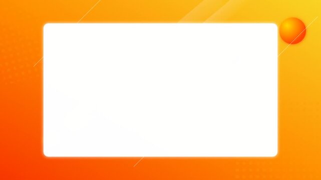 Presentation template slide with white rectangle frame on orange gradient background for corporate business communication and education