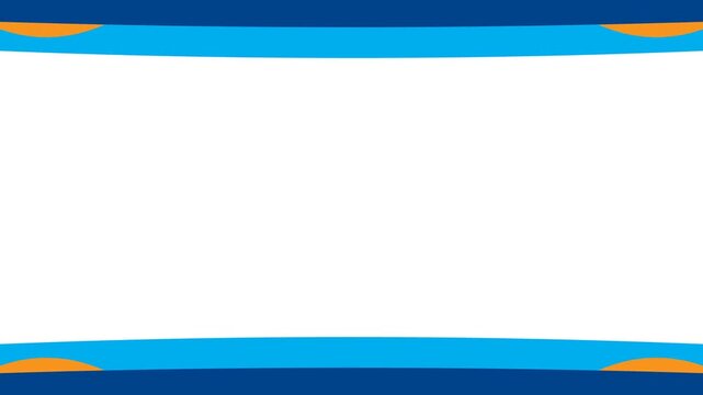 Abstract blue and orange curved border frame for corporate presentation background slide with clean white center space