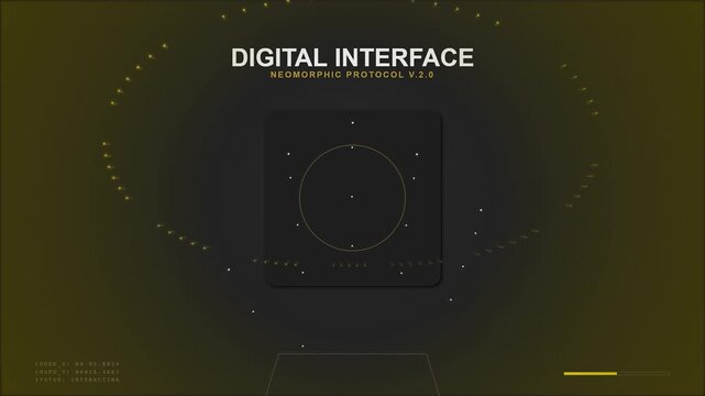 Neomorphic digital interface touch animation on black background