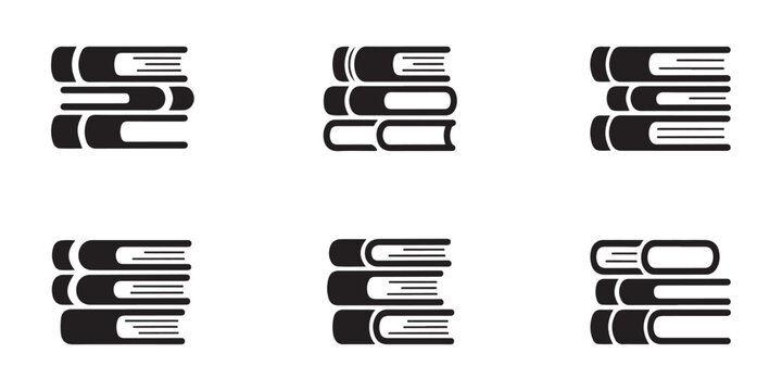 Six different stacks of books for library education research and school academic reference purposes.