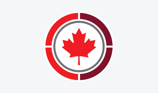 Canadian maple leaf logo with red circle Vector