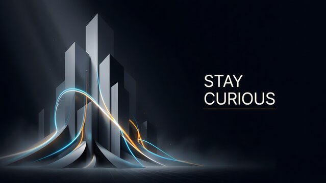 Stay curious motivational quote with futuristic abstract architecture motivation creativity architecture abstract innovation inspiration business development buildings corporate ambition
