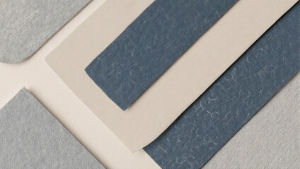 Fototapeta premium Close-up of layered, textured paper sheets in various shades of blue and cream