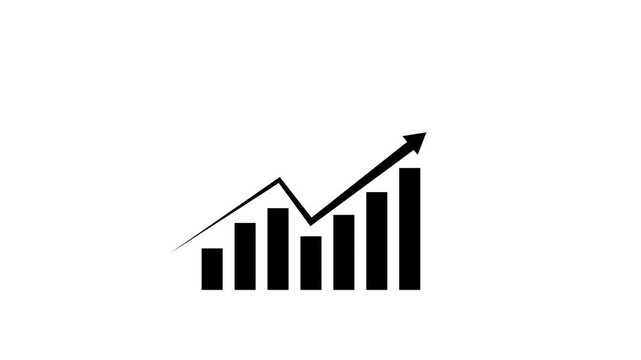 Black Financial Growth Bar Chart with Rising Arrow Motion Graphics: Business Profit Video Background