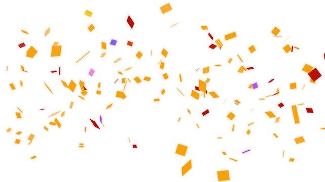 Colorful confetti bursts explosions against a solid white background in this isolated 3d animation festive party popper vibrant glitter particles overlay for birthday and celebration videos 4k motion