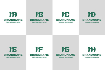 Fototapeta premium Letters NA NB NC ND NE NF NG NH Monogram Slant Logo Set