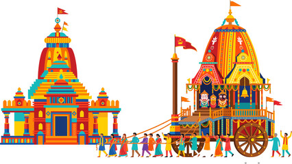 Obraz premium Colorful temple chariot festival procession