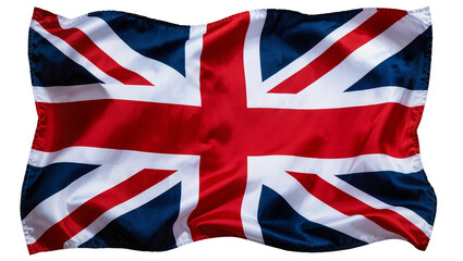 Fototapeta premium Waving Union Jack flag with red white and blue stripes, isolated on transparent background