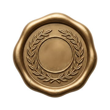 Bronze wax seal stamp featuring embossed laurel wreath design on a blank circular center, representing achievement and victory, suitable for awards, diplomas, and official seals, vintage elegance.