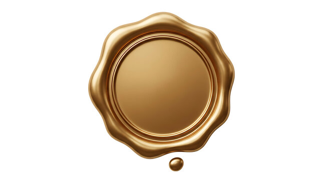 Bright gold wax seal with wavy edge and circular indentation for stamping messages or emblems stylish vintage document accessory.