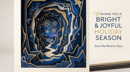 Fototapeta premium Festive Holiday Card with Starry Night and Warm Wishes