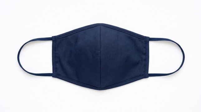 Dark blue fabric face mask isolated on white background
