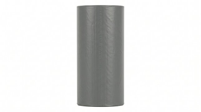 Grey cylindrical gymnastics training mat isolated on white background