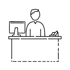 Fototapeta premium Person Working at Desk with Computer and Documents in Office Setting