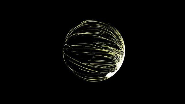 Shiny plasma energy line orb animation with flowing electric currents, vibrant golden waveforms, glowing particle dust, science, technology, and luminous aura, futuristic quantum technology background