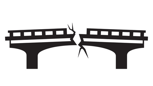 Broken bridge icon showing infrastructure failure and division