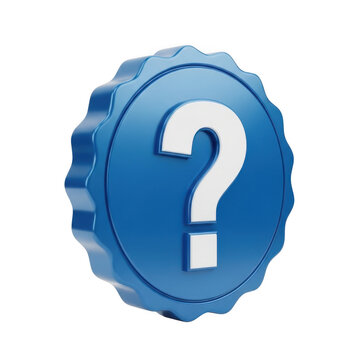 Blue question mark icon with geometric border isolated on transparent background