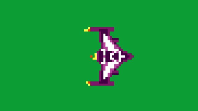 Pixel art animation of a spaceship flying on a green background, art.
