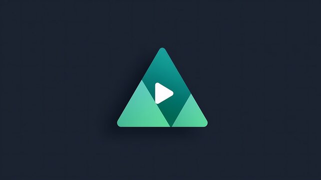 Abstract triangle media play button icon on dark background