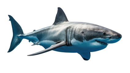 Fototapeta premium Great white shark swimming, isolated on transparent background
