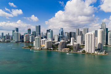 Obraz premium Miami skyline. Miami cityscape from drone. Miami downtown skyline.