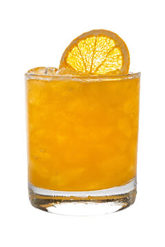 Amaretto Sour Cocktail with Orange Slice Isolated on Transparent Background