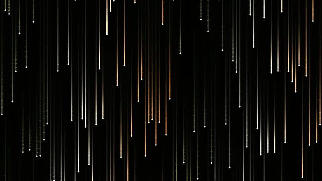 Abstract Digital Rain Falling Glowing Lines Motion Background.