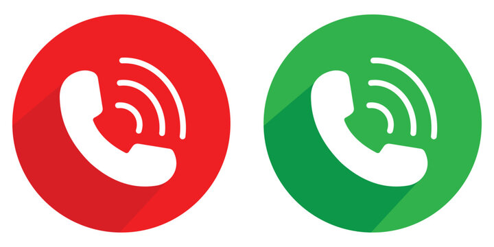 Phone call icon accept and decline. Answer and decline phone call buttons. Vector illustration. 