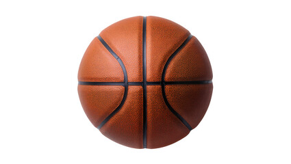 Fototapeta premium Official orange basketball with black seams, isolated on transparent background