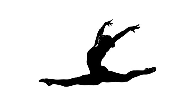 Silhouette of a dancer executing a graceful leap.