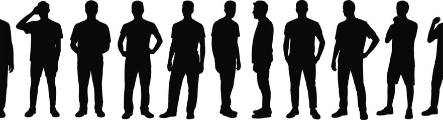 Fototapeta premium WebSilhouette collection of diverse human postures showing casual stances, gestures, and professional standing positions