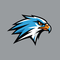Fototapeta premium Stylized aggressive blue eagle head mascot logo design.