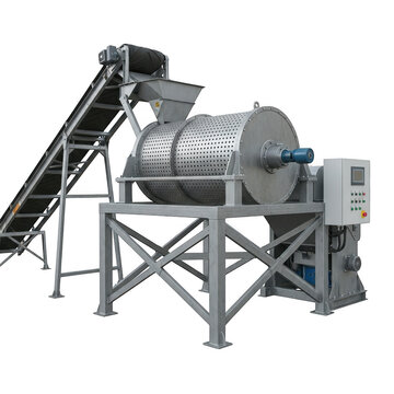 Industrial grain processing and sorting machine in operation isolated on transparent background