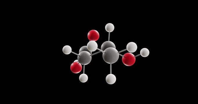 &Beta;-Hydroxybutyric acid molecule, rotating 3D model of antidepressants, looped video on a black background
