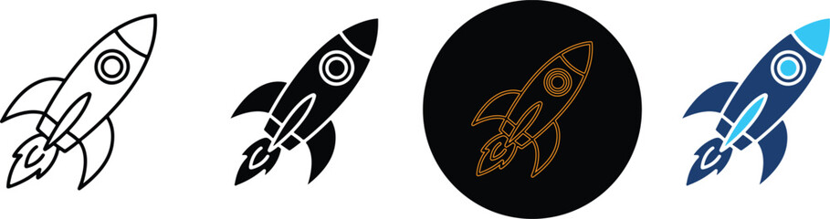 A collection of four diverse rocket ship icons for design © Emran Hossain