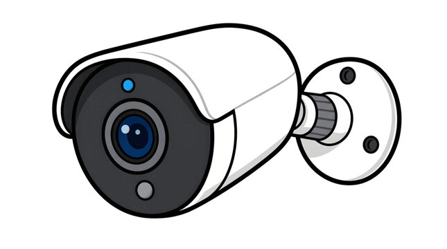 Security camera with lens and mount.