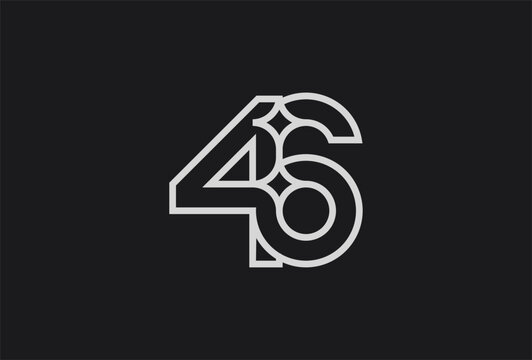Number 46 Logo, Number 46 with star combination in line style, flat design logo template , vector illustration