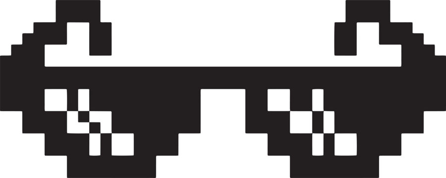 Pixel art sunglasses icon, 8bit style cool glasses, vector illustration of pixelated eyewear